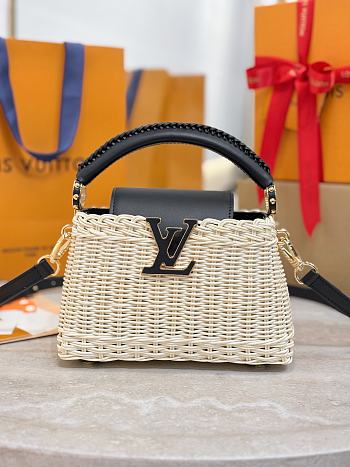 LV Capucines Mini Smooth and Rattan Black M26003 - 21x14x8cm