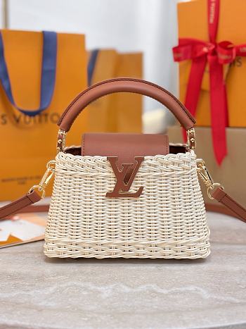 LV Capucines Mini Smooth and Rattan Brown - 21x14x8cm