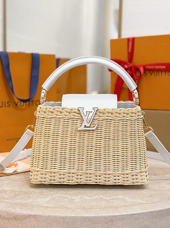 LV Capucines BB Smooth and Rattan White - 27x17.3x9cm