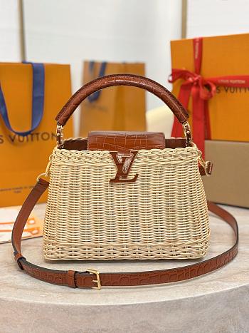 LV Capucines BB Crocodile and Rattan Brown - 27x17.3x9cm