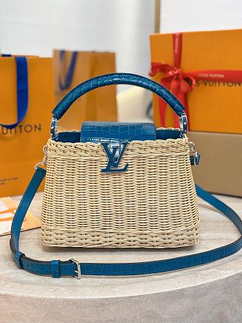 LV Capucines BB Crocodile and Rattan Blue - 27x17.3x9cm