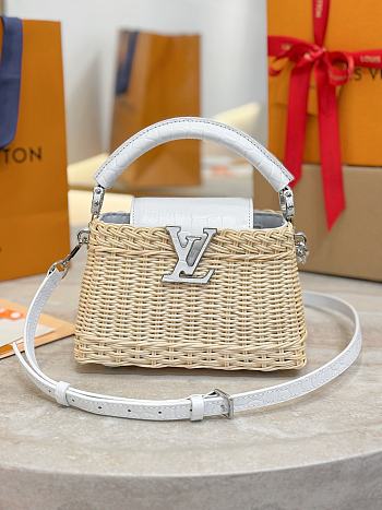 LV Capucines Mini Crocodile and Rattan White - 21x14x8cm