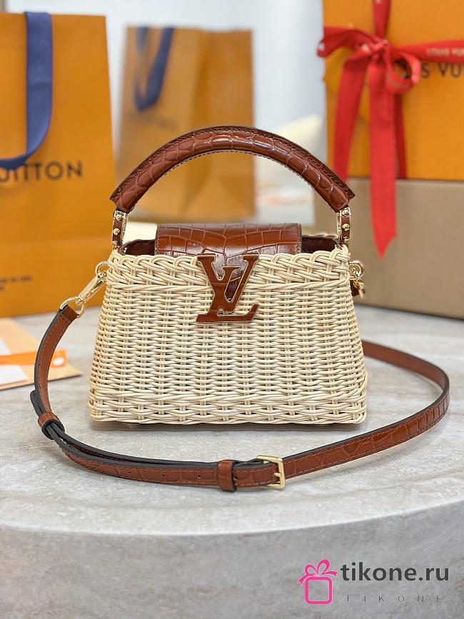 LV Capucines Mini Crocodile and Rattan Brown - 21x14x8cm - 1