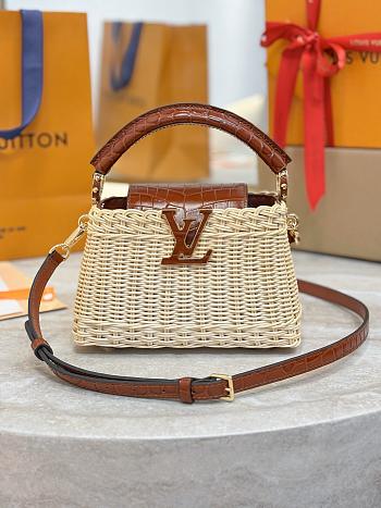 LV Capucines Mini Crocodile and Rattan Brown - 21x14x8cm