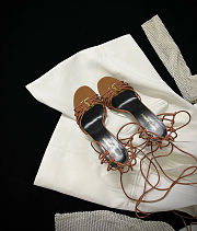 YSL Babylone Sandals In Smooth Leather Cigare Brown 9cm  - 1