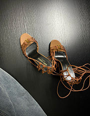 YSL Babylone Sandals In Smooth Leather Cigare Brown 9cm  - 2