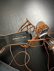 YSL Babylone Sandals In Smooth Leather Cigare Brown 9cm  - 3