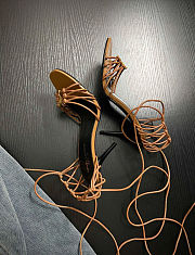 YSL Babylone Sandals In Smooth Leather Cigare Brown 9cm  - 4