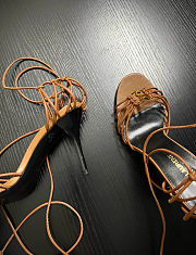 YSL Babylone Sandals In Smooth Leather Cigare Brown 9cm  - 5