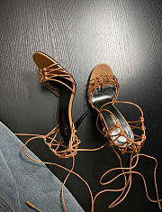 YSL Babylone Sandals In Smooth Leather Cigare Brown 9cm  - 6