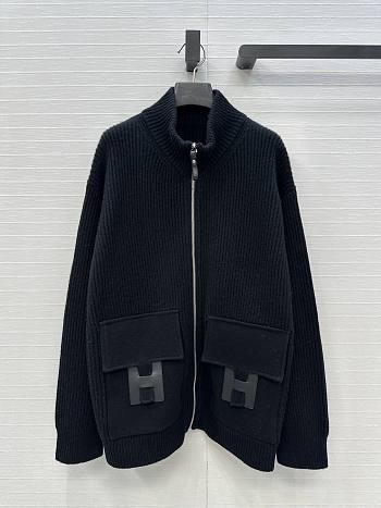 Hermes Wool Knit Jacket Black
