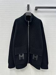 Hermes Wool Knit Jacket Black - 4