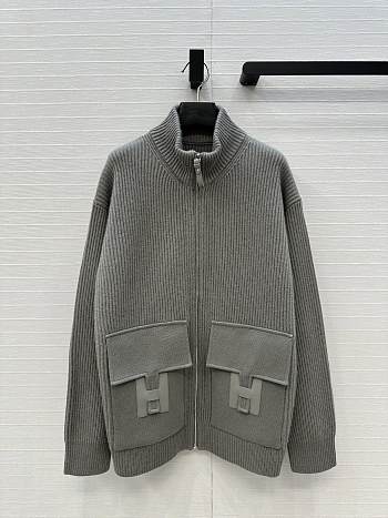 Hermes Wool Knit Jacket Gray