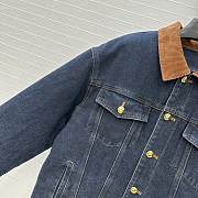 Miumiu Navy Flocked Denim And Velvet Blouson Jacket  - 6