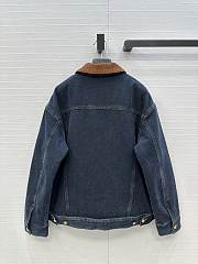 Miumiu Navy Flocked Denim And Velvet Blouson Jacket  - 5