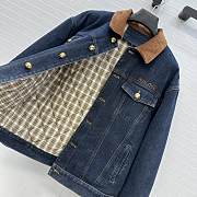 Miumiu Navy Flocked Denim And Velvet Blouson Jacket  - 4
