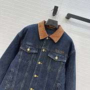 Miumiu Navy Flocked Denim And Velvet Blouson Jacket  - 3