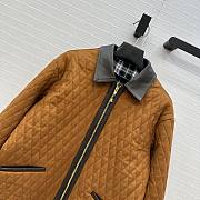 Celine Quilted Jacket In Suede Caramel/ Dark Khaki - 4