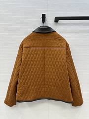 Celine Quilted Jacket In Suede Caramel/ Dark Khaki - 2