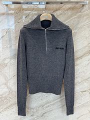 Miumiu Cashmere Half Zipper Sweater Slate Gray - 1
