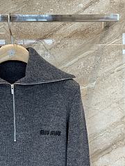 Miumiu Cashmere Half Zipper Sweater Slate Gray - 6