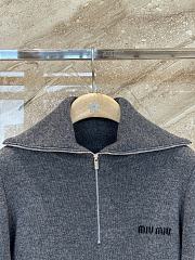 Miumiu Cashmere Half Zipper Sweater Slate Gray - 3