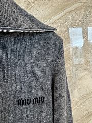 Miumiu Cashmere Half Zipper Sweater Slate Gray - 2
