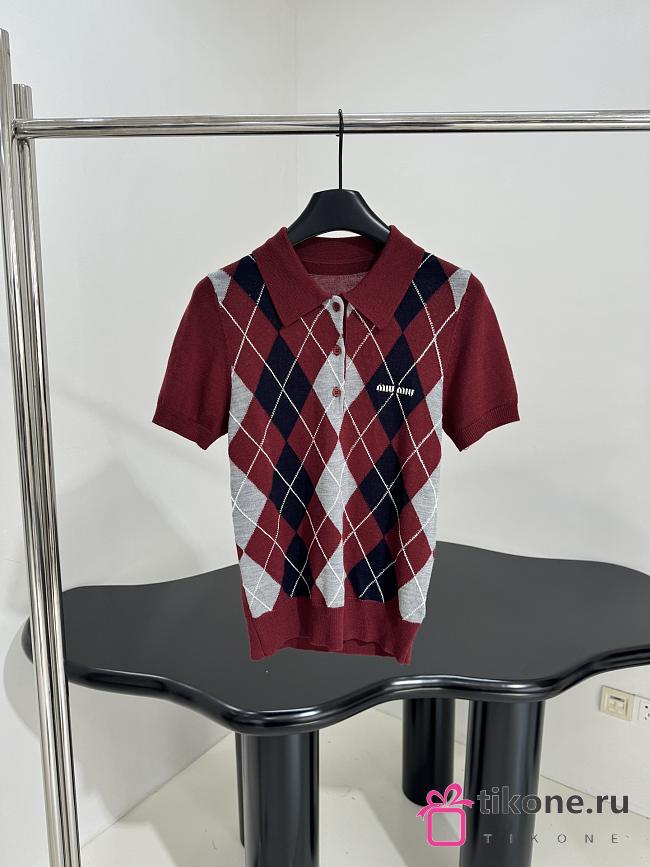 Miumiu Wool Polo Shirt Burgundy  - 1
