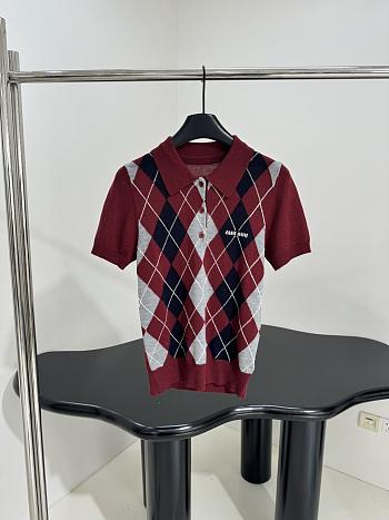 Miumiu Wool Polo Shirt Burgundy 