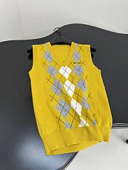 Miumiu Argyle Intarsia Cashmere Vest Yellow - 4