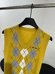 Miumiu Argyle Intarsia Cashmere Vest Yellow - 5