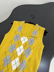 Miumiu Argyle Intarsia Cashmere Vest Yellow - 3