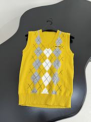 Miumiu Argyle Intarsia Cashmere Vest Yellow - 2