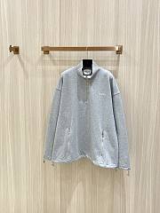 Miumiu Cotton Fleece Zipper Sweatshirt Grey  - 1