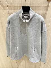Miumiu Cotton Fleece Zipper Sweatshirt Grey  - 3
