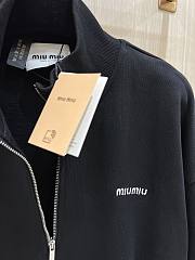 Miumiu Cotton Fleece Zipper Sweatshirt Black  - 6