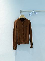 Cashmere Cardigan With Collar Tobacco/Celeste - 6