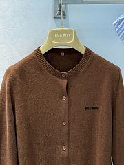 Cashmere Cardigan With Collar Tobacco/Celeste - 2