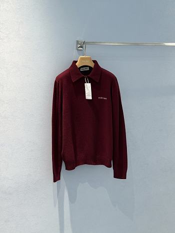 Miumiu Cashmere Polo Sweater Amaranth Red