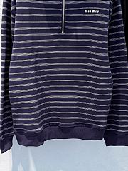 Miumiu Striped Zipper Polo Shirt Blue/White  - 6