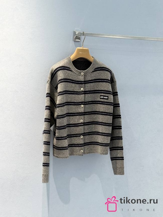 Miumiu Shetland Knit Cardigan Grey/Blue - 1