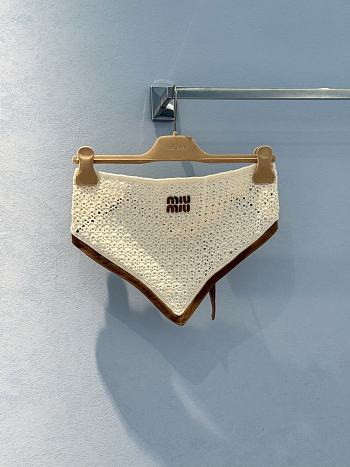 Miumiu Cotton And Suede Bandana Top Natural 