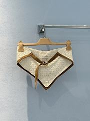 Miumiu Cotton And Suede Bandana Top Natural  - 6