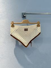 Miumiu Cotton And Suede Bandana Top Natural  - 3