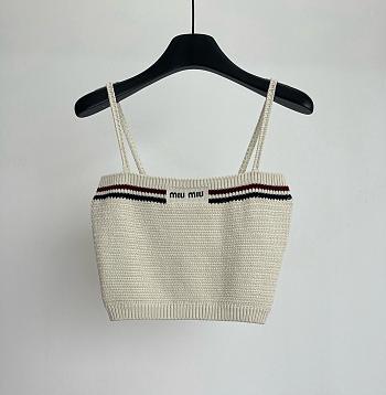Miumiu Cotton Knit Top Natural 