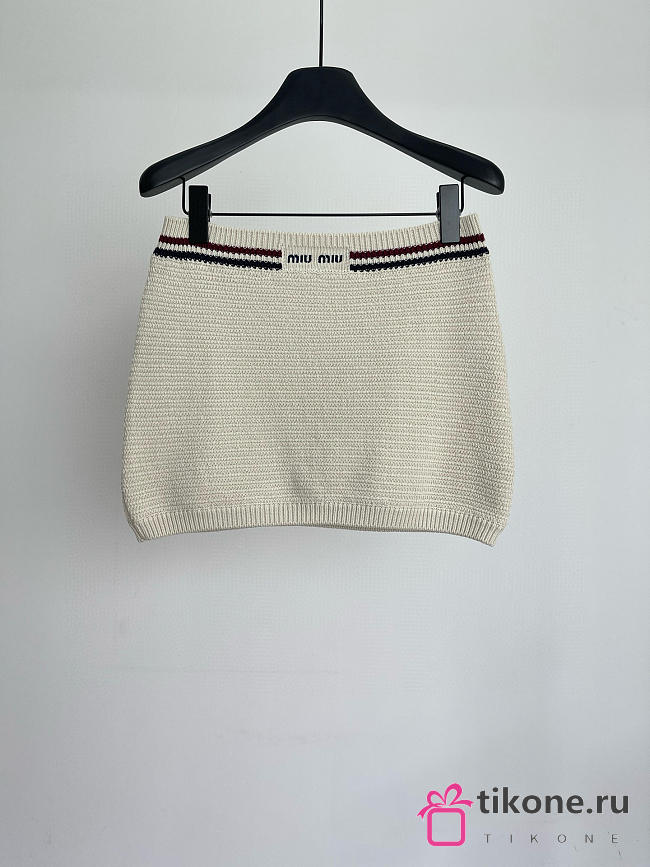 Miumiu Cotton Knit Miniskirt Natural  - 1