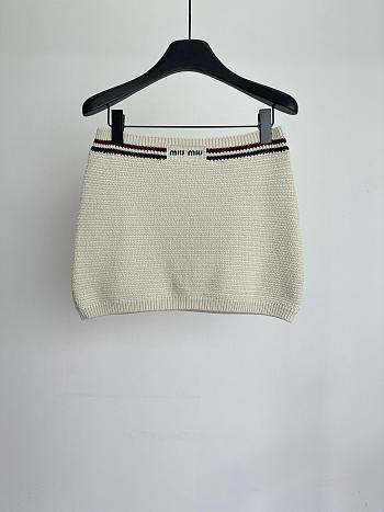 Miumiu Cotton Knit Miniskirt Natural 