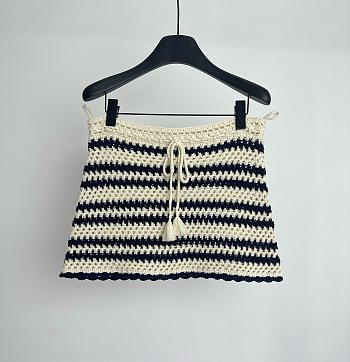 Miumiu Cotton Miniskirt Natural/Blue