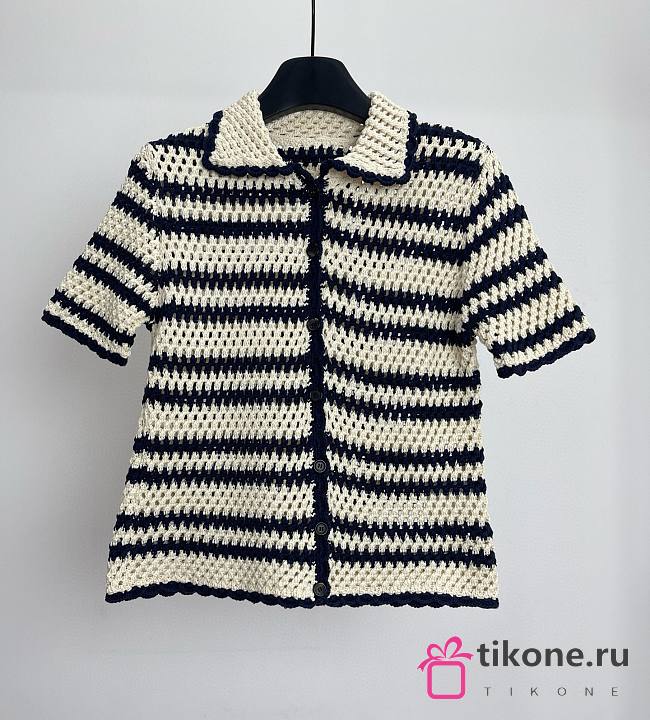 Miumiu Cotton Cardigan Natural/Blue - 1