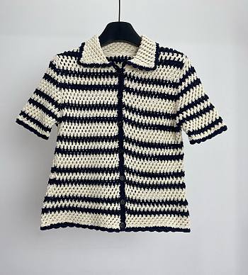 Miumiu Cotton Cardigan Natural/Blue